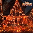 thumbnail image 4 of Scidweet Halloween Decorations Outdoor, 500 LED Halloween Spider Web Lights for Garden Yard Porch Home Decor, Orange, 4 of 8