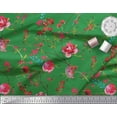 thumbnail image 2 of Soimoi Green Poly Georgette Fabric Leaves & Ranunculus Floral Print Sewing Fabric Yard 52 Inch Wide, 2 of 3