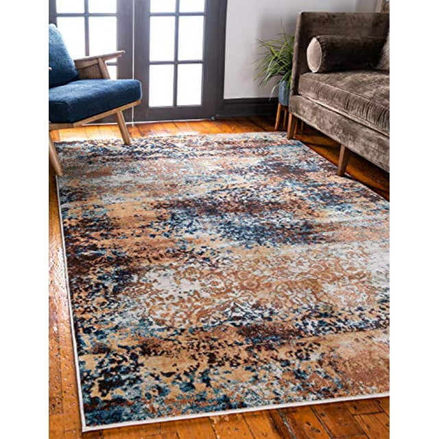 Unique Loom 3137444 Abstract 8 10 feet (8' x 10') Ethereal Brick Red Area Rug, 8 x 10, Peach/Beige