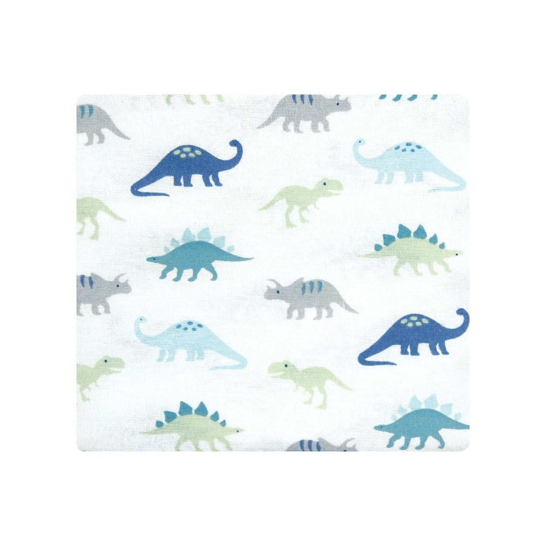 Hudson Baby Cotton Poly Flannel Receiving Blankets Bundle, Soft Teal Dino, One Size