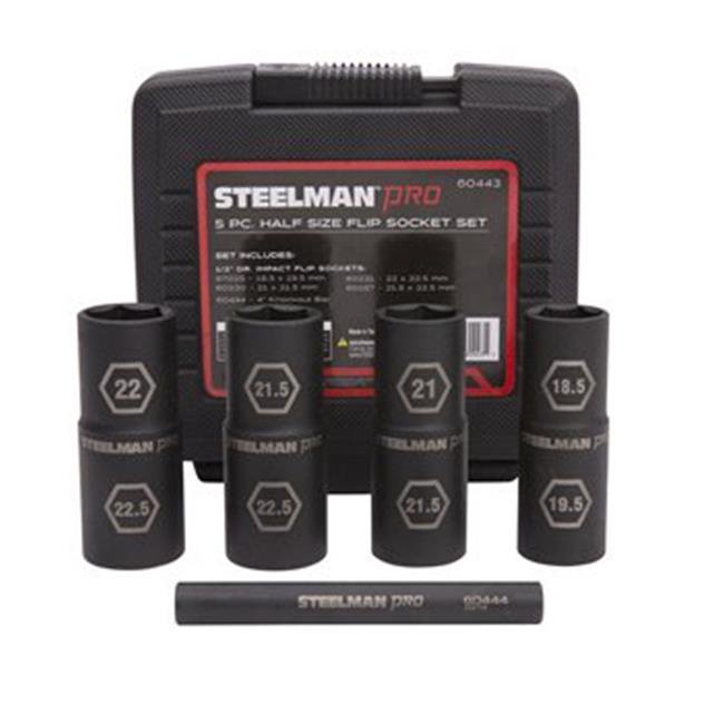 STEELMAN PRO 60443 5Piece 1/2Inch Drive 6Point Impact Flip Socket