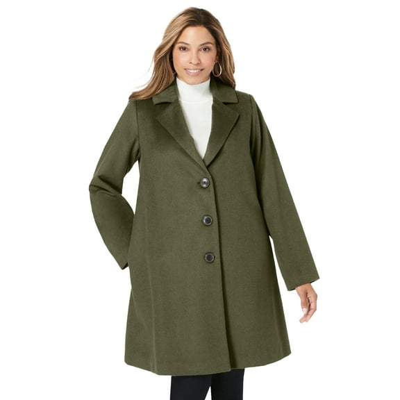 Jessica London Women's Plus Size Wool Swing Coat