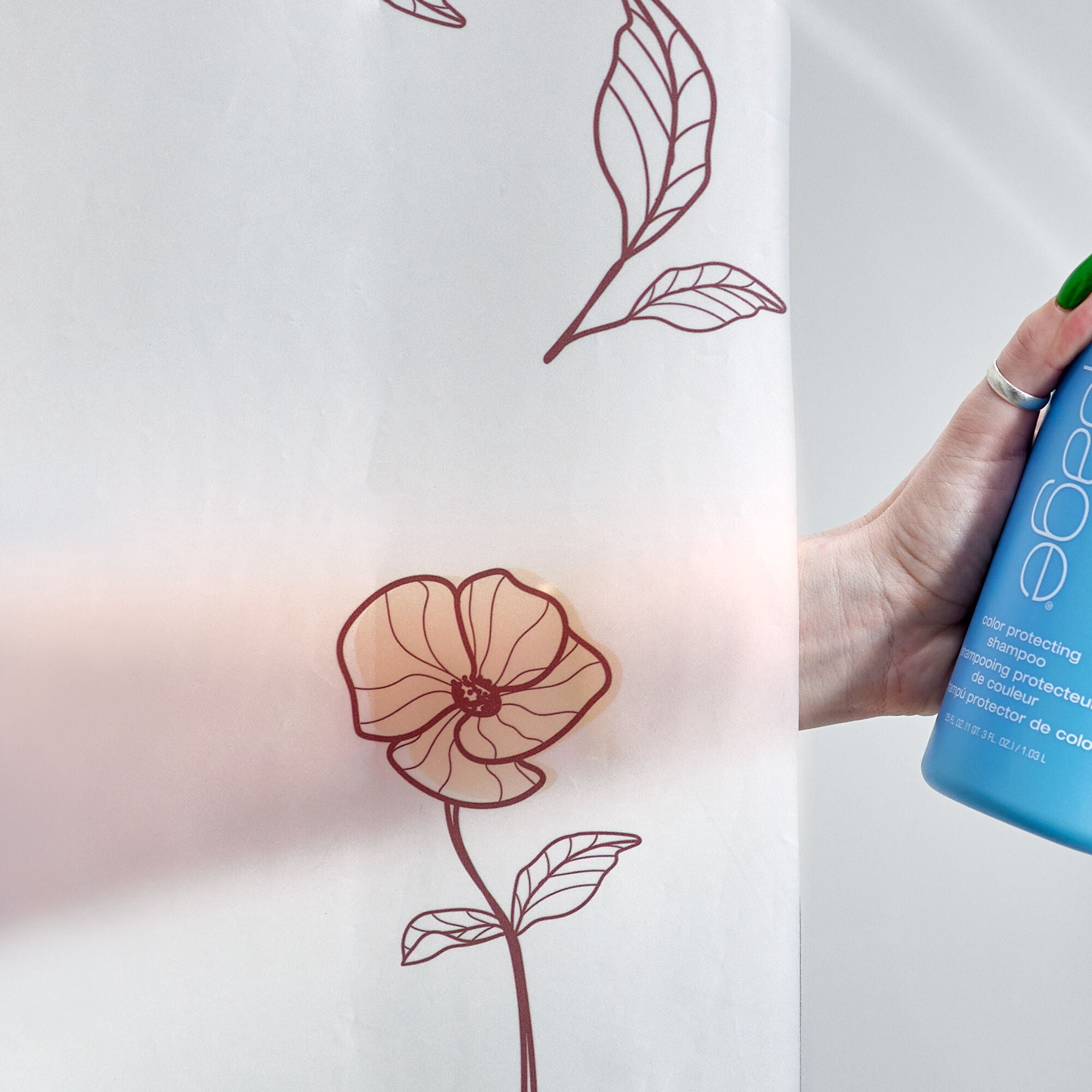 iDesign Waterproof PEVA Shower Curtain, Flowers, Multi Color/Frost