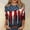 02-Black, variant on Women's Independence Day 3/4 Sleeve Sweaters, Casual Flag Printed T-shirt, Plus Sized Spring Round-neck Loose Fit Tops for Womens