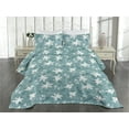 thumbnail image 2 of Ambesonne Modern Quilted Bedspread Set 3 Pcs, Brush Draw Floral Abstract, Twin, Cadet Blue and Grey Teal, 2 of 4