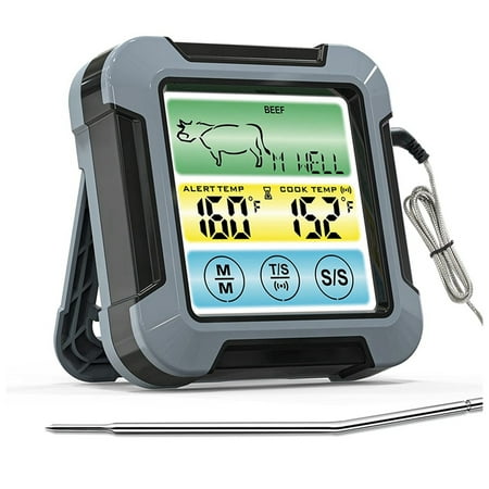 

Digital Meat Thermometer for and Grilling Touchscreen BBQ Food Thermometer with Backlight and Kitchen Timer Grey
