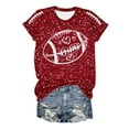 thumbnail image 5 of Game Day T-Shirts Women Sequin Football Love Heart Printed Short Sleeve Crewneck Tops 2025 Trendy Casual Classic Fit Tees Z003-Red XL, 5 of 5