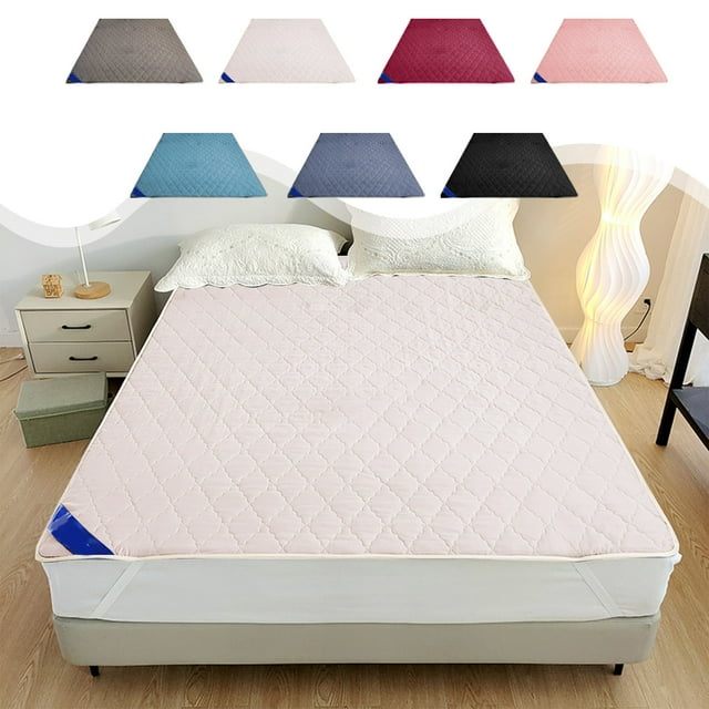 Xihbxyly Protector de Colchón Impermeable, Diseño Acolchado Suave y Ajustado, Funda Transpirable y Antipolvo, Sueño Confortable, Fácil de Limpiar, Tamaño 150 X 200 Cm, Blanco, Rosa, Gris, Azul, Verde