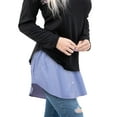 thumbnail image 4 of Gustave 2Pcs Women's Shirt Extender Skirt-Adjustable Layering Fake Top Lower Sweep Shirt Half Length Skirt for Sweater Sweatshirt Jacket, Stripe, 4 of 9