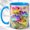 Blue, variant on Rainbow Bloom Accent Mug, 11oz Ceramic Coffee Cup for Flower Lovers