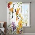 thumbnail image 4 of Spring Floral Sheer Curtains 45 Inches Long, Summer Botanical Birds Colorful Light Filering Curtains, Breathable Simi Curtain Privacy Drapes for Kitchen Bathroom Lightweight Small Window Treatment, 4 of 9