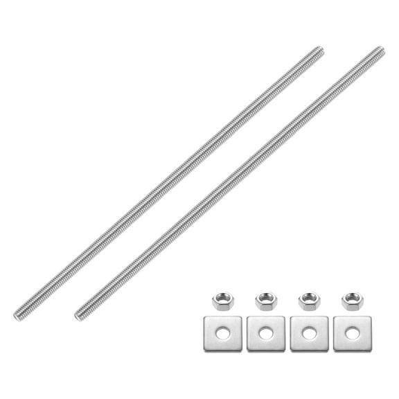 2Pack Fully Threaded Rod, M6 x 180mm 304 Stainless Steel with Nuts Washers