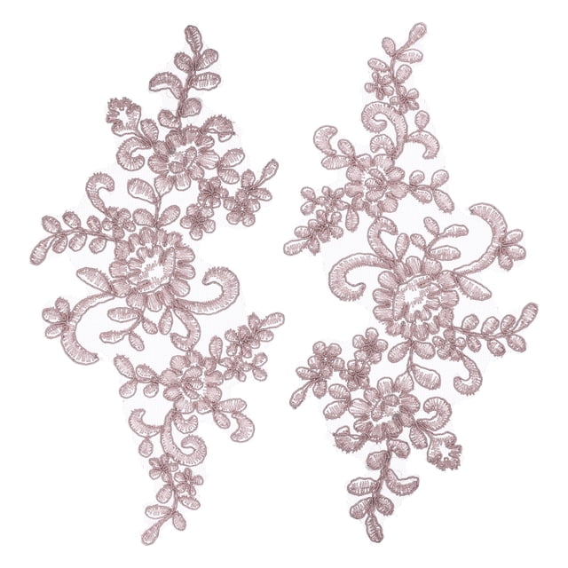 Uxcell 2 Pcs Apliques de Encaje de Flores 3D Parche de Encaje Bordado Adición de Embellecimientos para Vestido de Novia Ropa Accesorios de Artesanía DIY Decoración de Encaje, Rosa Oscuro (23cm)