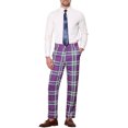 thumbnail image 2 of INSPIRE CHIC Men's Business Plaid Lightweight Regular Fit Flat Front Checked Pants 28 Purple, 2 of 7