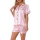 thumbnail image 4 of INSPIRAR CHIC Conjunto de Pijama de Verano para Mujeres, Camisa de Botones con Pantalones Cortos, Rayas Rosadas, 4 of 6