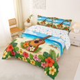 thumbnail image 2 of Castle Fairy Floral Ukulele Beach Full Size Comforter Sets 3-Piece,Hibiscus Palm Summer Coastal Graphic Bedding Comforter Set,Orange Blue,Reversible,1 Comforter and 2 Pillowcases, 2 of 6