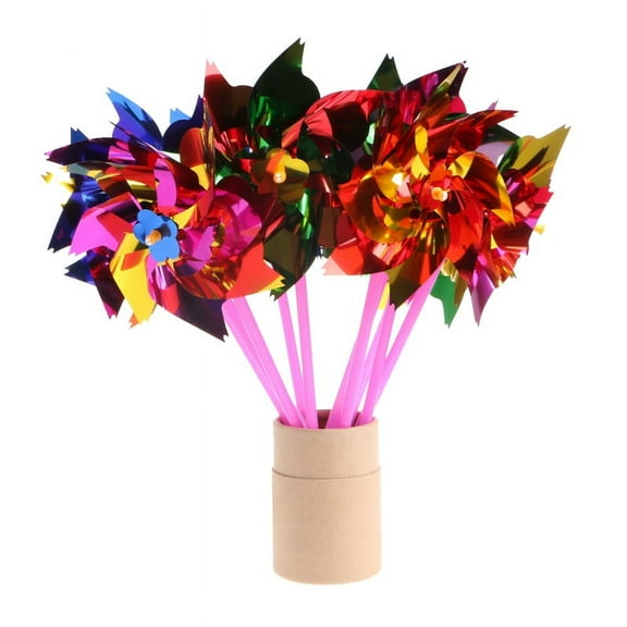 Tmboryuu 10Pcs Plastic Windmill Pinwheel Wind Spinner Kids Toy Garden Lawn Party Decor