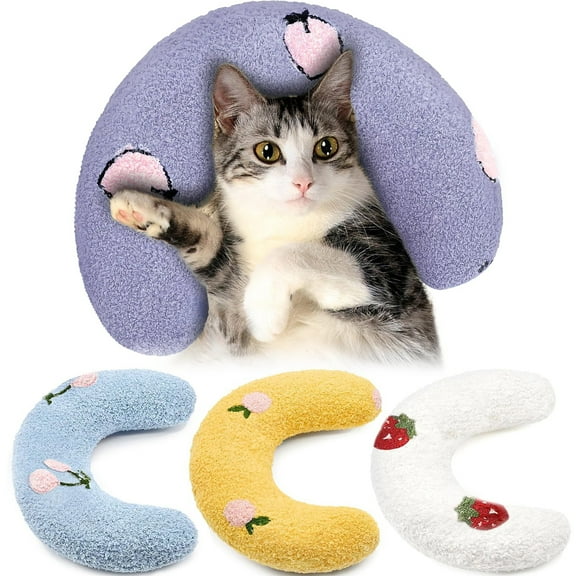 Pillow for Cats, Ultra Soft Fluffy Pet Calming Toy Half Donut Cuddler, U-Shaped Pillow for Pet Cervical Protection Sleeping Improve