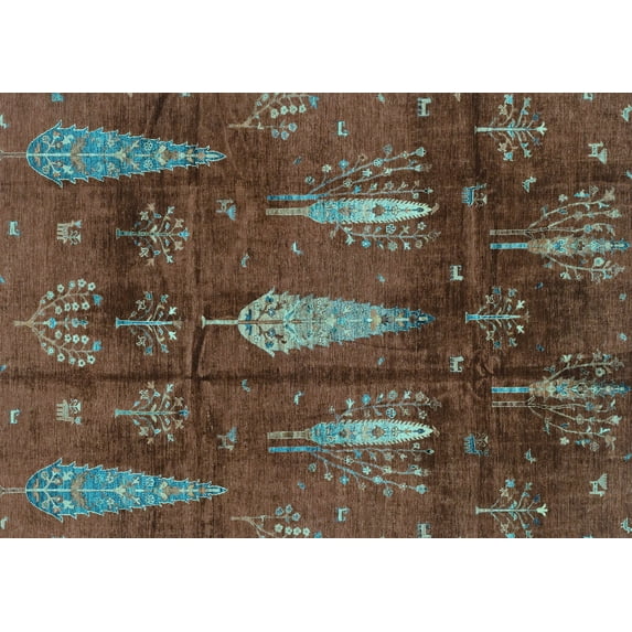 Ahgly Company Indoor Rectangle Abstract Light Blue Modern Area Rugs, 3' x 5'