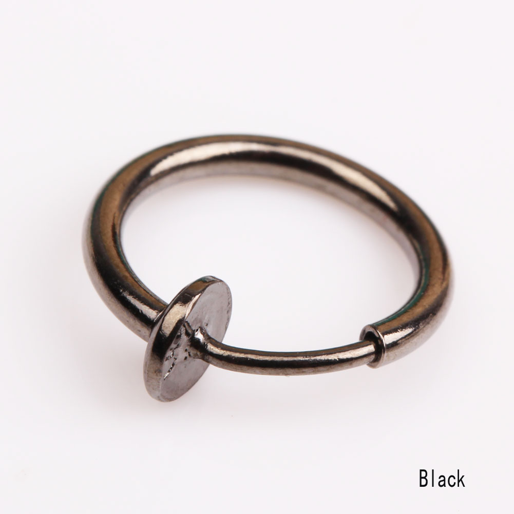 AkoaDa 2Pcs Fake Earrings Hoop Nonpierced Nose Ring Lip Ear Clip Body