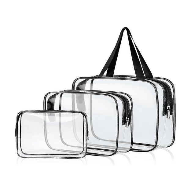 3pcs Clear PVC Travel Toiletry Bag Waterproof Toiletry Organize Bag for Lipsticks Eyeshdow Cosmetic Brush