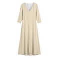 thumbnail image 7 of Women's 2026 Fit And Flare Dress V-Neck Casual Sundresses Dress Women's V-Neck Solid-Color Casual Long-Sleeved Short Dress Beige M, 7 of 7