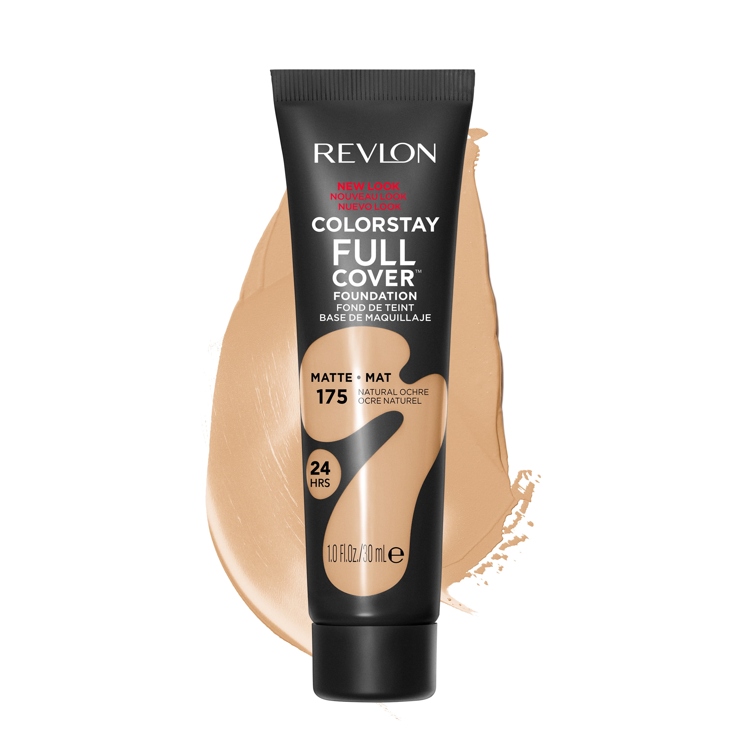 Revlon ColorStay Full Cover Longwear Matte Foundation, Heat & Sweat Resistant Lightweight Face Makeup, 175 Natural Ochre, 1.0 fl oz
