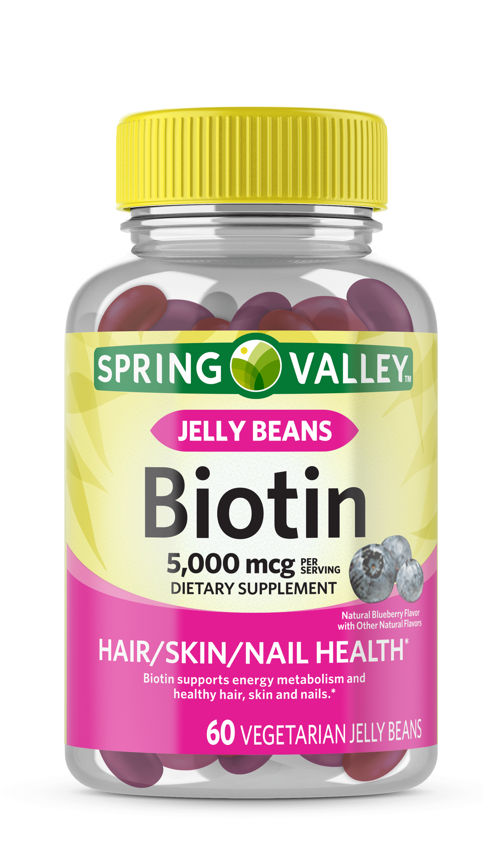 Spring Valley Biotin Vegetarian Jelly Beans, 5000 Mcg, 60 Count