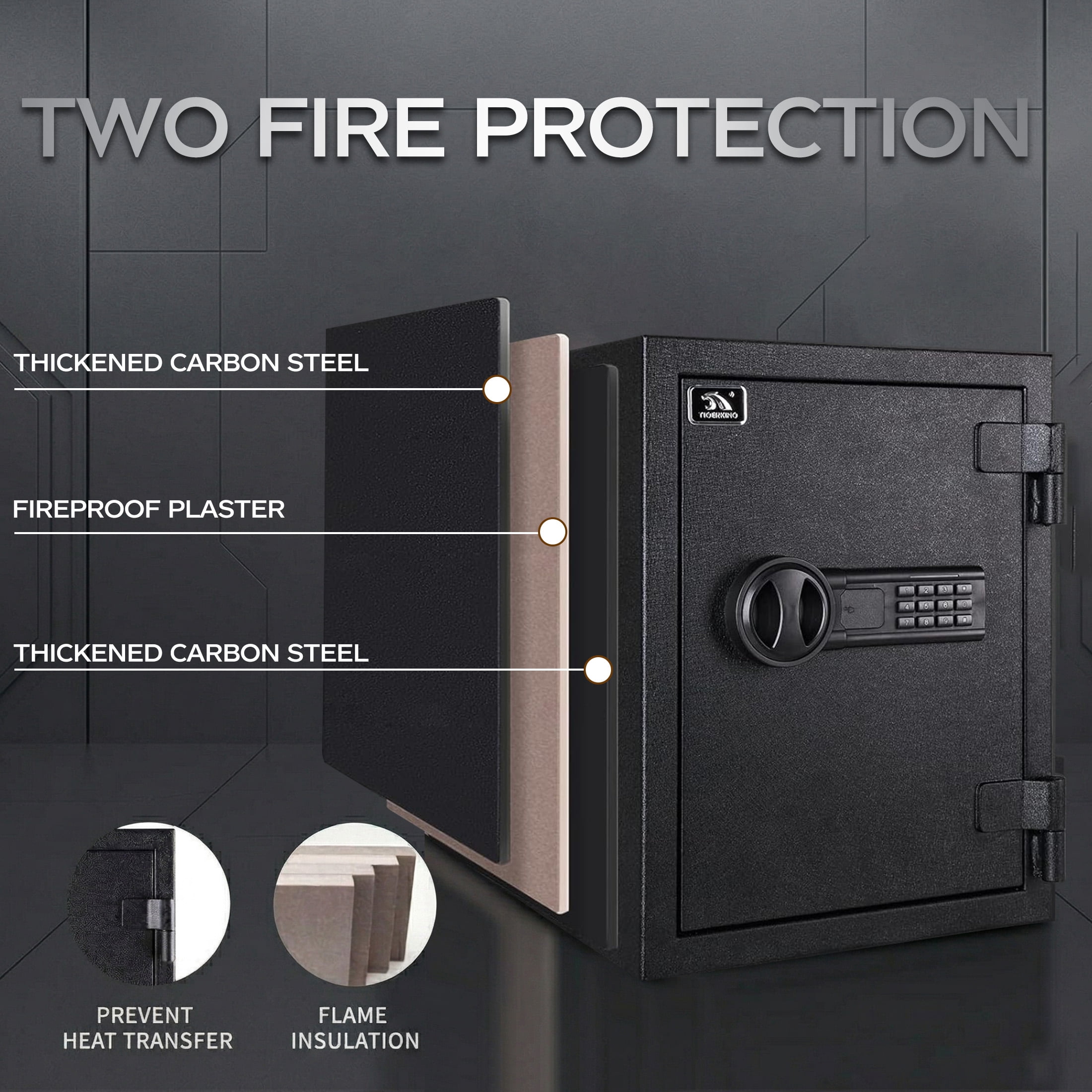 Tigerking Large Fireproof Safe, 1.24 Cu ft Steel Home Safe Box with Digital Lock for Home and Office
