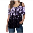 thumbnail image 1 of Leutsin Femmes Imprimé Floral Dentelle T-Shirt Manches Courtes Tee Tops Blouse, 1 of 8
