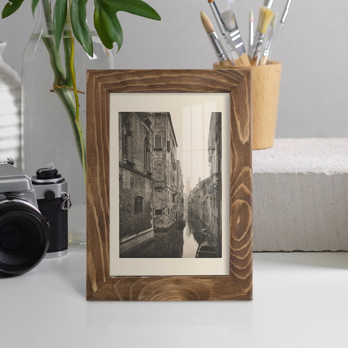 Vintage Views of Venice V - Framed Print w/glass - Walnut