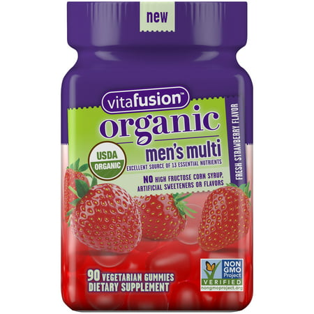 Vitafusion Organic Men’s Gummy Multivitamin, 90 Count - Non-GMO, Gluten-Free, No Gelatin, No