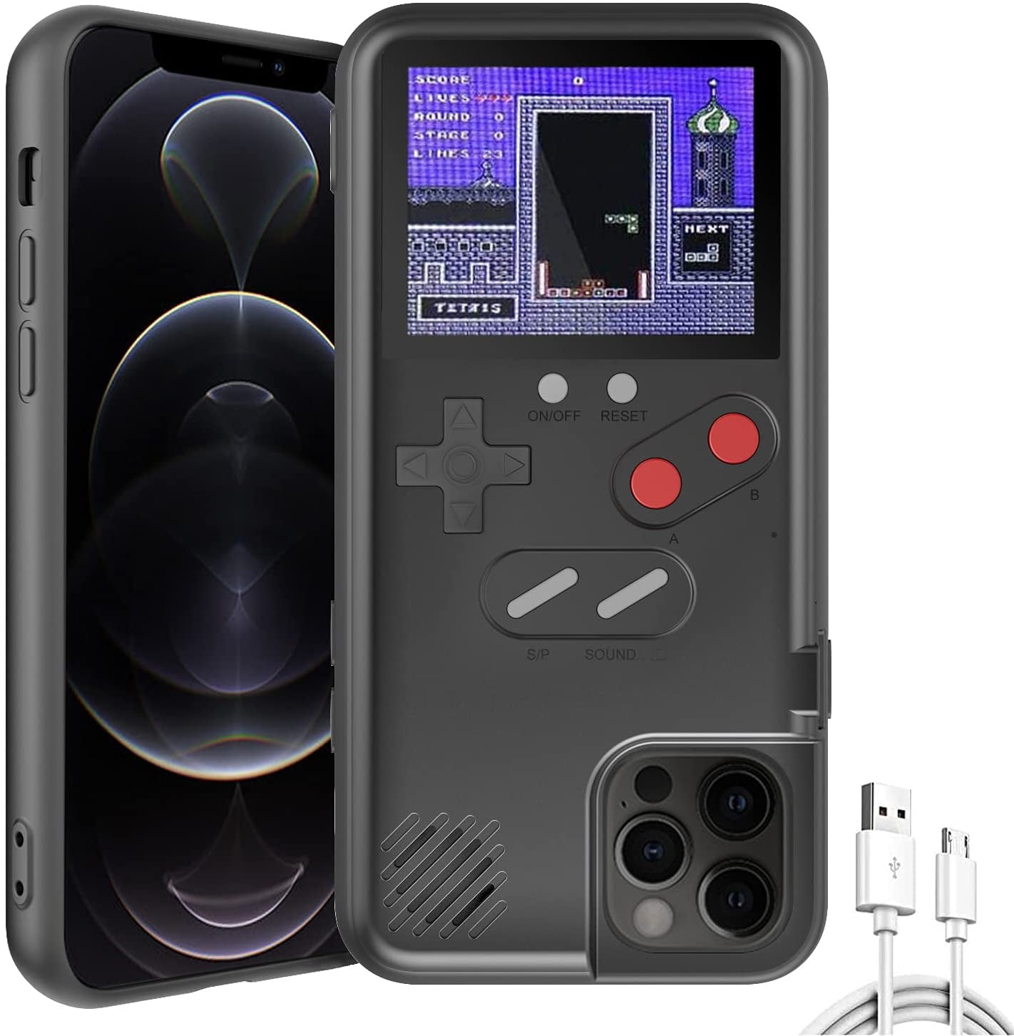 Mouind Gameboy Case for iPhone, Retro 3D Phone Case Game Console with