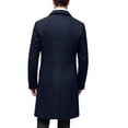 thumbnail image 3 of EANJE Men's Notched Lapel Long Overcoat, Single Breasted Button Front Casual Business Wool Blend Style Trench Coat with Side Pockets Navy 4XL, 3 of 4