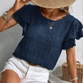 thumbnail image 5 of Mittory Women's Layer Ruffle Butterfly Sleeve Top Casual Summer Crewneck Blouses Dressy Casual, 5 of 6