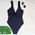 thumbnail image 3 of Gibobby Trajes de Baño Mujer Completo Traje de baño ajustado con cuello en V profundo para mujer(Negro,G), 3 of 5