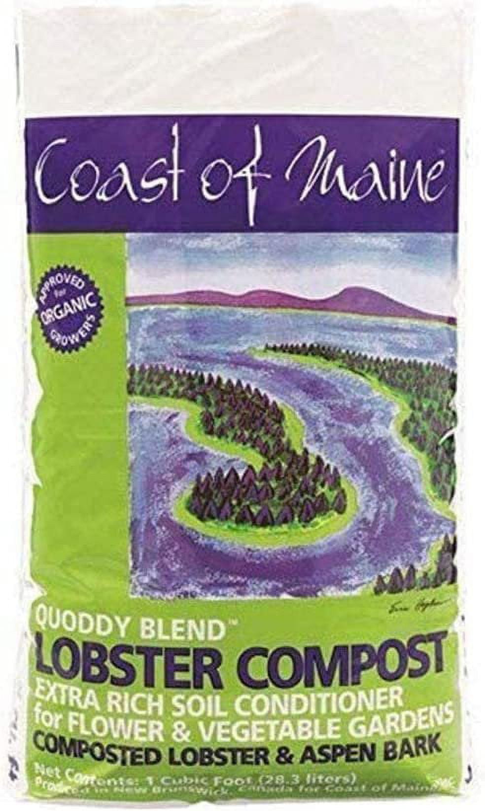 Coast of Maine Quoddy Blend Lobster and Crab Organic Compost Plant Potting Soil Blend Bag for Container Gardens and Flower Pots, 1 Cubic Foot 2 Pack