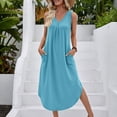 thumbnail image 6 of Taqqpue Women Maxi Dress Cotton Sleeveless V Neck Dress Beach Vacation Flowy Swing Plus Size Tank Dress Loose Fit Solid Color Sundress for Women, 6 of 10