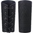 thumbnail image 1 of 2 brazaletes de cuero con diseño de guantelete de Odín Valknut, brazaletes de armadura medieval con relieve de cuero, brazalete negro ajustable., 1 of 9