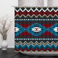 thumbnail image 2 of Aztec Shower Curtain Southwestern Native American Tribal Ethnic Abstract Geometric Navajo Vintage Southwest Colorful Retro Fabric Bathroom Decor Curtain with 12 Hooks，71x71 Inch，Blue Red, 2 of 6