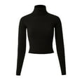 thumbnail image 1 of MixMatchy Women's Long Sleeve Turtle Neck Fitted Crop Ribbed Knit Sweater, 1 of 7