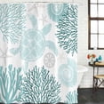 thumbnail image 3 of Teal Green Coastal Turtle Waterproof Fabric Shower Curtain,Ocean Coral Nautical Waterproof Fabric Shower Curtain for Bathroom Curtains Bathtubs Hotel Shower Curtains with 12 Hooks Long 72x78in, 3 of 8