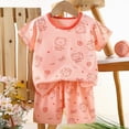 thumbnail image 2 of HCNTES Baby Girl Summer Outfit Toddler Baby Girl Clothing Set Cartoon Print T-Shirt and Gingham Shorts Set for 0-6T, 2 of 4