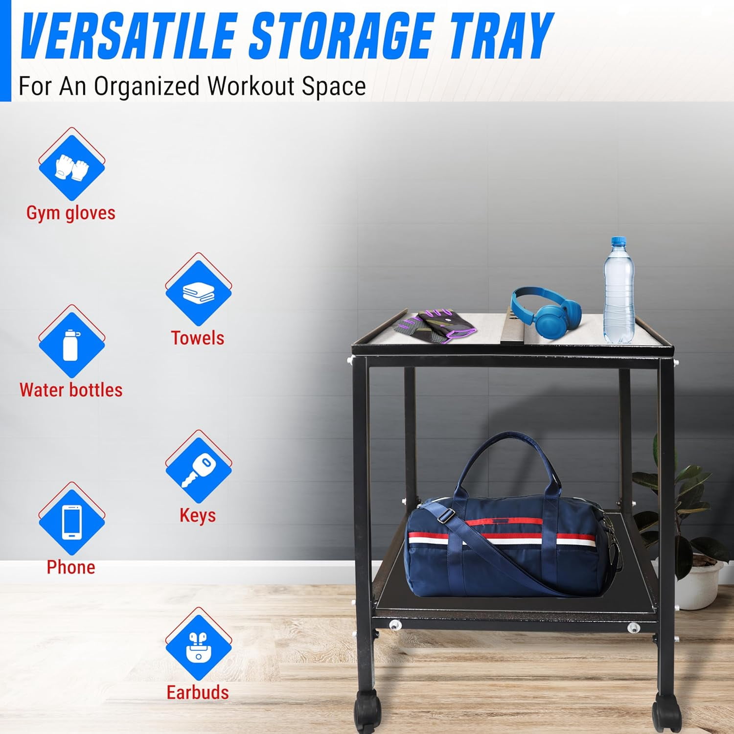 FEBTECH Large Compact Dumbbell Rack & Stand with Storage Tray & 150 LB Capacity