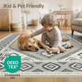 thumbnail image 4 of ODIKA 3'x5' Washable Throw Rug Stain Resistant, Low Profile, Non-Slip Distressed Border Scroll Traditional Ornamental Large Vintage Boho Playful for Entryway, Kitchen, Mudroom, 4 of 7
