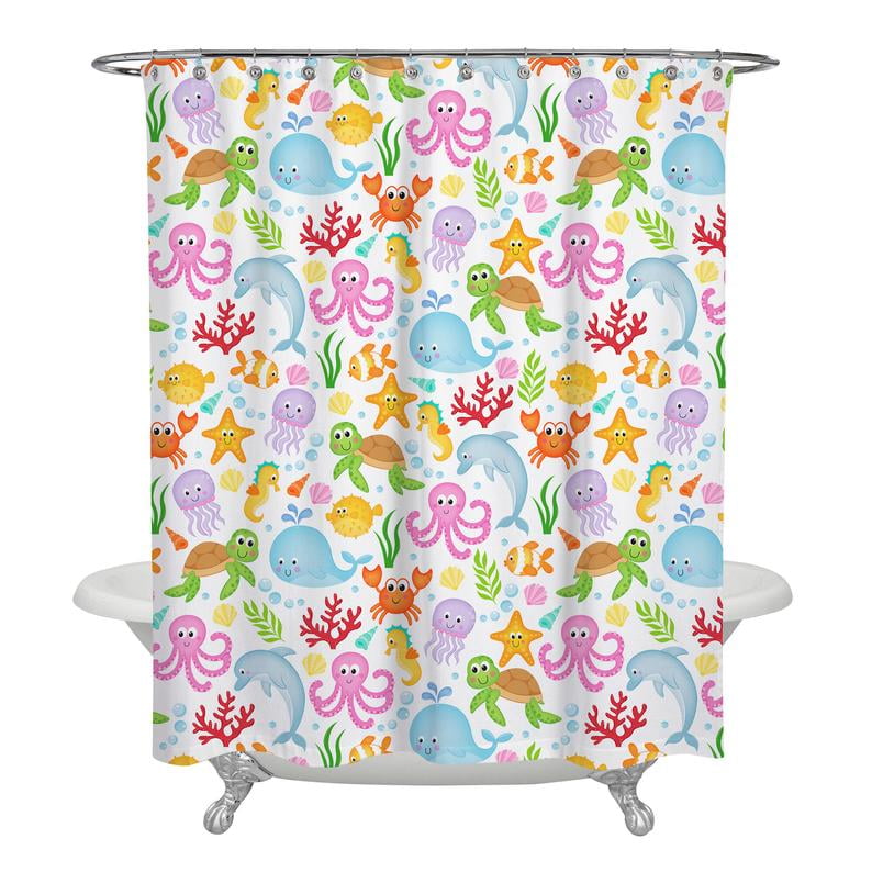 72 Inch Polyester Fabric Shower Curtain, Kid Themed Shower Curtains