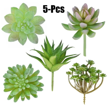 5PCS Artificial Succulent, Justdolife Fashionable Faux Plant Unpotted Succulent Stems for DIY Home Indoor Garden Outdoor