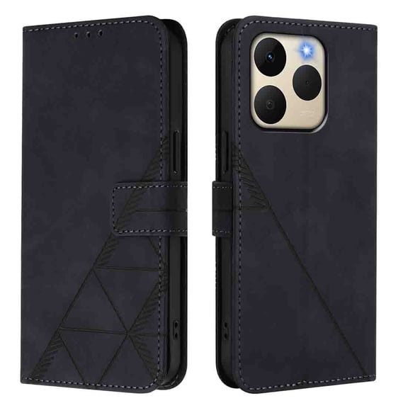 Phone Case for Realme 15T 5G Wallet PU Leather Case with Card Slots Kickstand Shockproof Magnetic Flip Phone Cover, Black