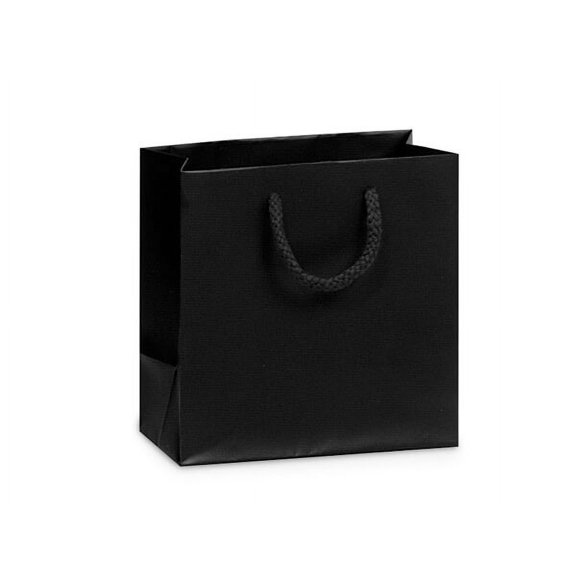 10 PK, Black Matte Gift Bags, Petite 4 x 2.5 x 4" For Holiday & Events