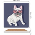 thumbnail image 2 of GZHJMY Square Drink Coasters, 4 Pcs Bulldog Wear Heart Sunglasses Absorbent Ceramic Coffee Coasters for Drinks with Cork Base Housewarming Gift for Home Decor, 2 of 6
